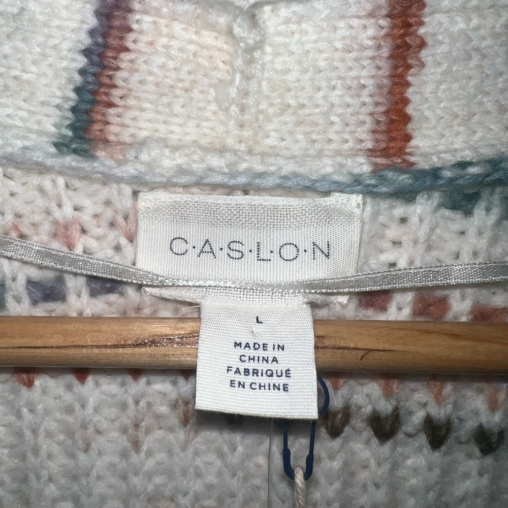 New With Tags C.A.S.L.O.N Space Dye V-Neck‎ Rib Cardigan Women’s Size Large - Picture 3 of 5
